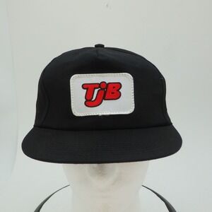 TJB Black Snapback‎ Baseball Cap Embroidered Logo Mens Adjustable Flat Brim